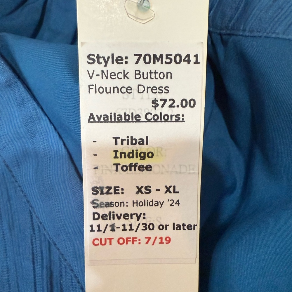 JADE 🆕 Melody Tam Indigo V Neck Flounce Dress Size Small 🆕🆕🆕 - Picture 12 of 12